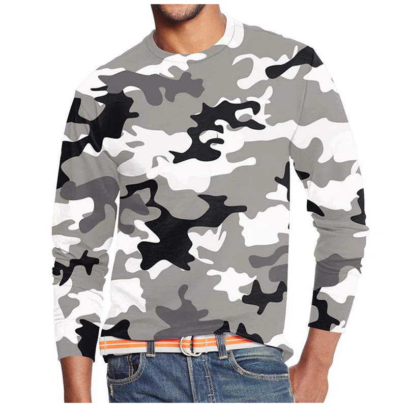 Camouflage T-Shirts Camo 3D Print Men Woman Long Sleeve T Shirt Oversized Streetwear Harajuku Pullovers Tees Tops Kids Clothing