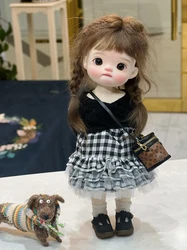 Bjd-赤ちゃん用の成形ボディ,高度な樹脂製の子供用ヘッド,ポーチ,赤ちゃん用の柔らかくてかわいい天使のボディ,関節式のメイクスポット,小さな布,1/6