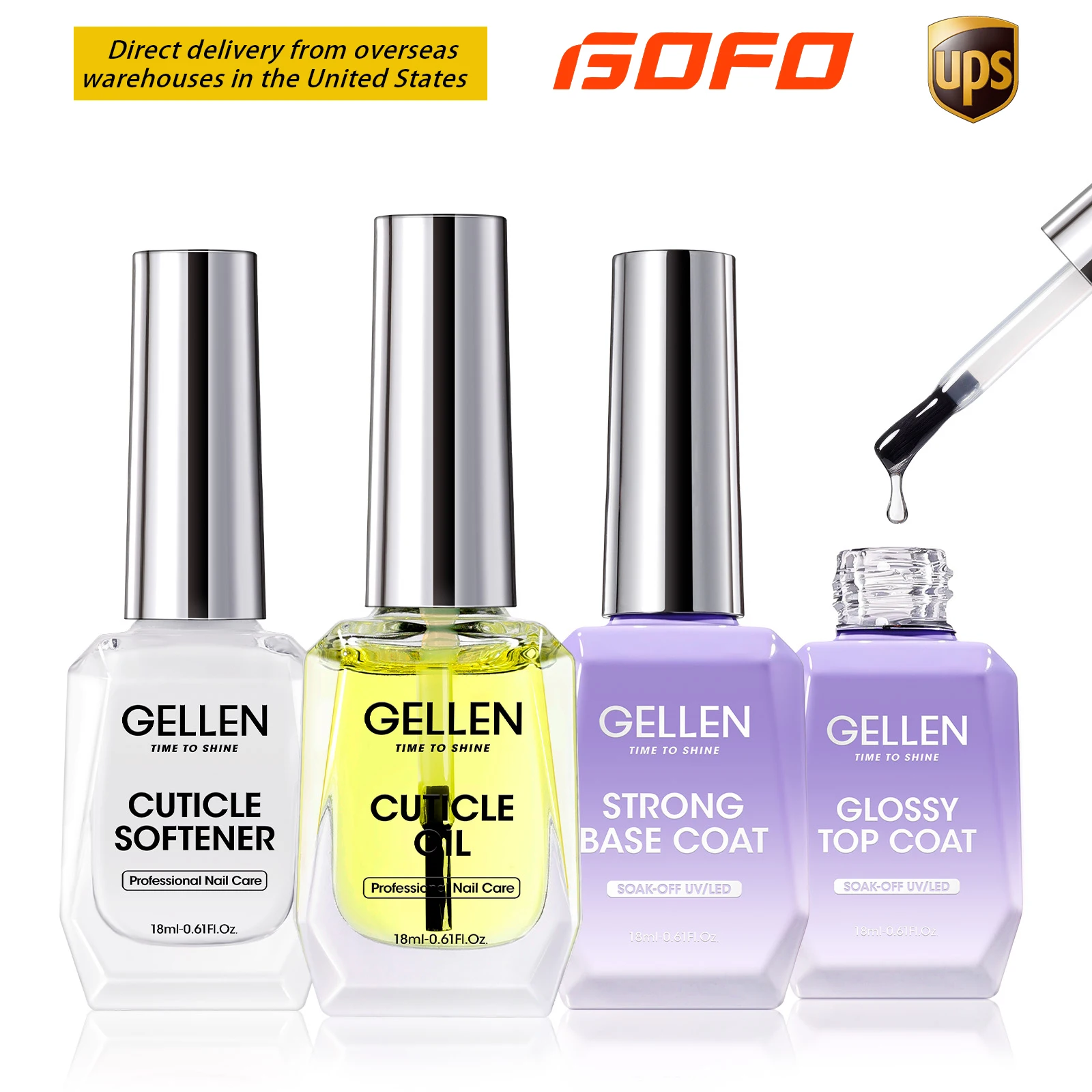 

GELLEN Gel Nail Polish Sets 18ml Cuticle Oil Softener Base Gel Top Coat for Salon Home 4pcs Nail Kit Charm Christmas Gift