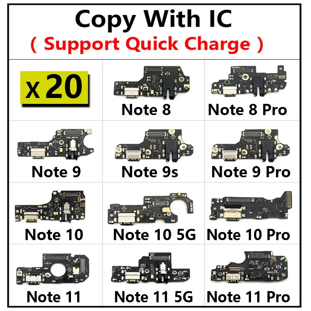 

20Pcs USB Charge Port Dock Connector Charging Board Flex Cable For Xiaomi Redmi Note 7 8 8T 9S 9 10 10s 11 Pro 4G 5G 9 9A 8 8A