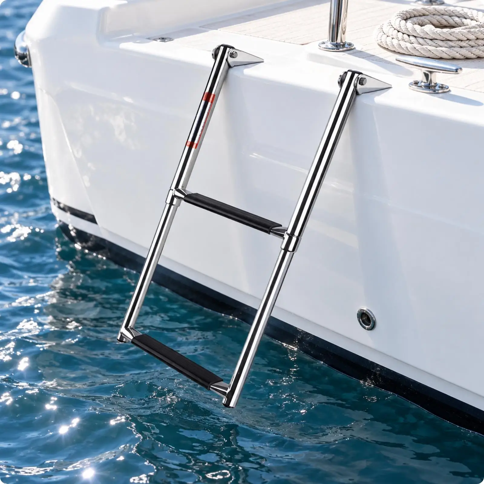 Stainless Steel Marine Boarding Ladder Corrosion-Resistant Two-Step Telescoping Boarding Ladder Compact Anti-Rust