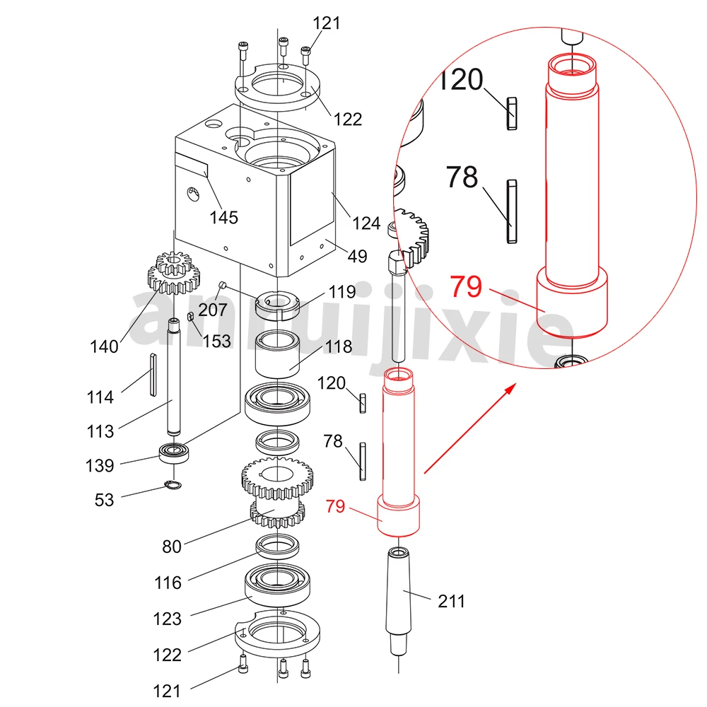 MT3# Spindle  SIEG X2-079&&CX605&Grizzly G8689&Little Milling 9&Clarke CMD300&JET JMD-1L Milling Machine Spares parts