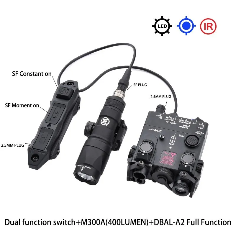WADSN Nylon DBAL A2 Vollfunktion Rot Grün Blau IR Laserlicht Weiße LED-Taschenlampe M300A Strahler Dual Switch Dbal a2 Softair 6