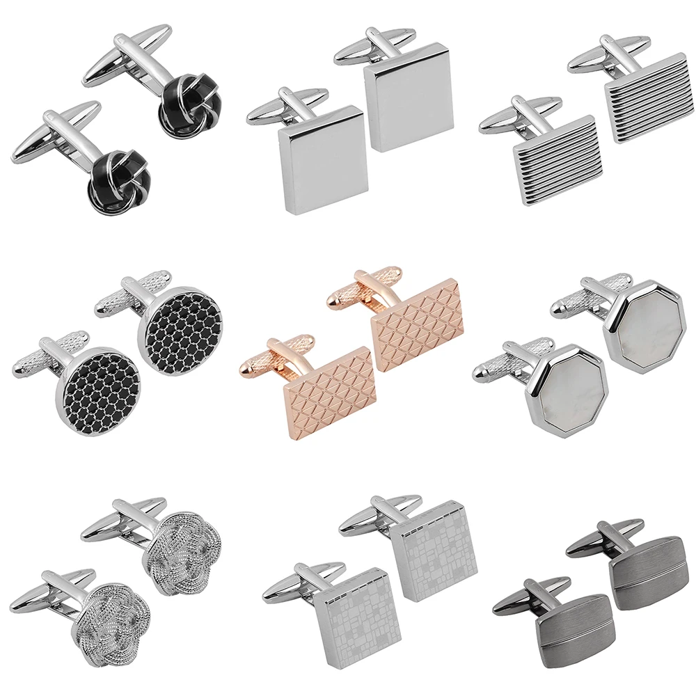 

Tailor Smith Classic Tone Cuff Links Silver Black Striped Disc Square Rectangle Shirt Men’s Cufflink Wedding Groom Business Gift