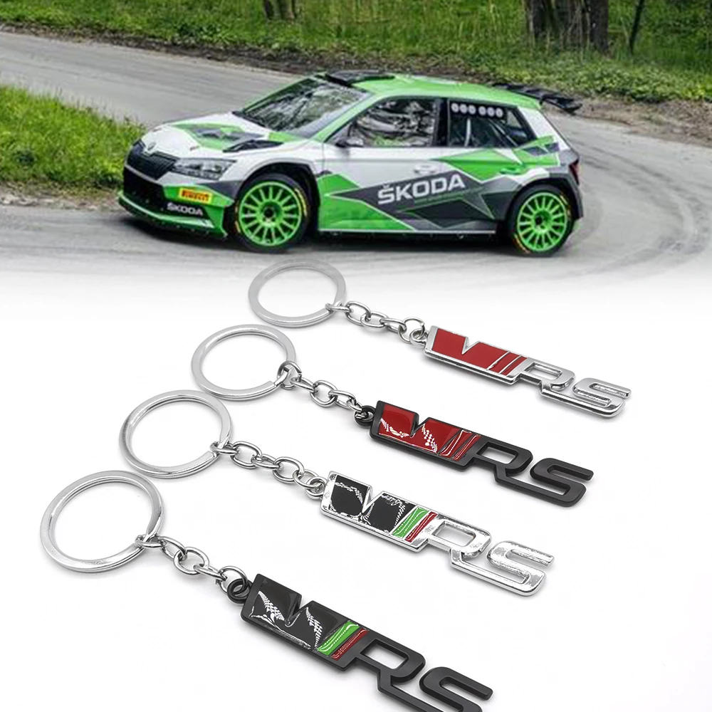 Car Keyring VRS Logo Key Ring Holder Keychain for Skoda VRS Octavia Kamiq Kodiaq Karoq RS Superb Fabia Rapid Favorit Car Styling