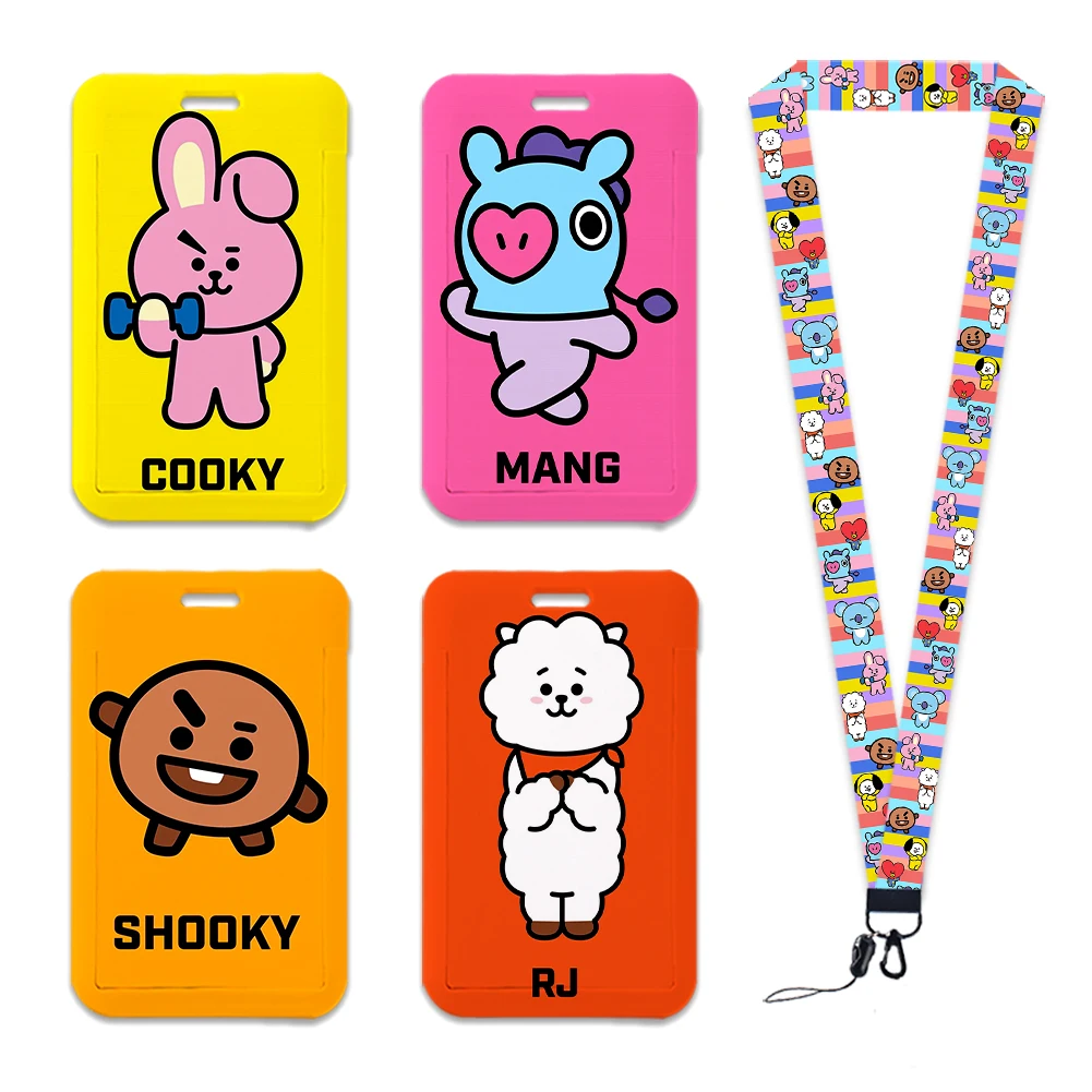 

Cute Badge ID Credit Card Hotsale Cartoon Character Girls Student Card Holder Lanyards Pass Hang Rope Lanyard Keys Accessories