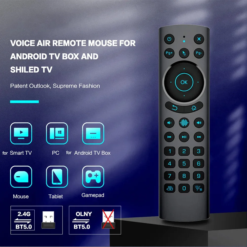 KEBIDU G20S PRO BT Air Mouse Backlit Light 2.4G Wireless Gyroscope Smart Remote Control With Voice IR Learning for Android TVBox