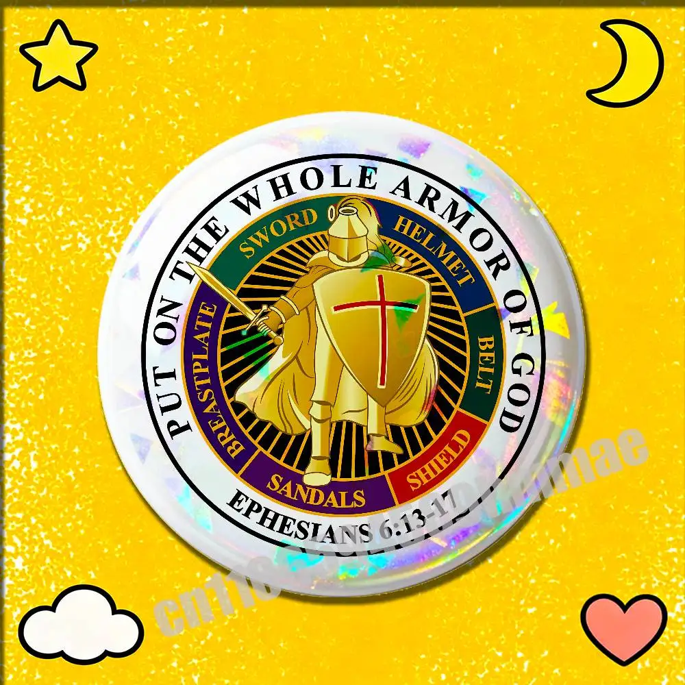 

For Ephesians 613-17 Knights Templar Put On The Whole Armor Of God Emblem Round Pins Insignia Badge Cover Ornament 75mm Cosplay