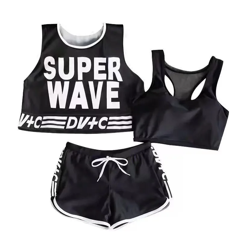 مجموعة ملابس السباحة للطلاب Instagram 2025 |   ثلاث قطع محافظة مع تنورة للتحكم في البطن، جمالية خرافية للربيع الساخن وحمام السباحة