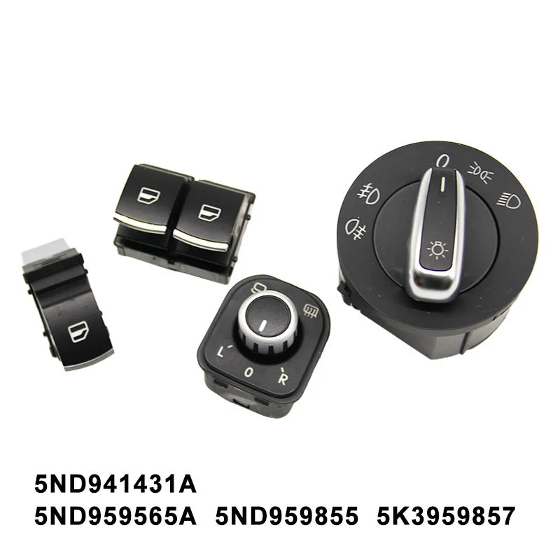 5K3959857 5ND941431A 5ND959565A For VW EOS Golf MK5 6 GTI Passat B6 Chrome Headlight Window Mirror Switch Button