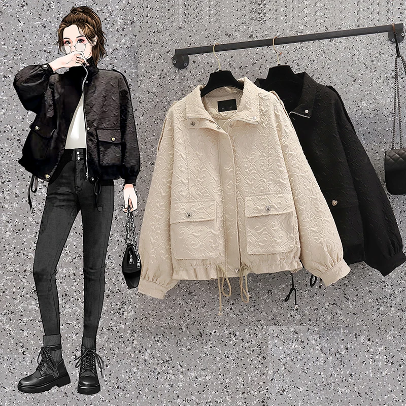 

Large women's jacket coat 2022 trendy women's spring new fat sister loose and thin Cubism overcomes women's coat