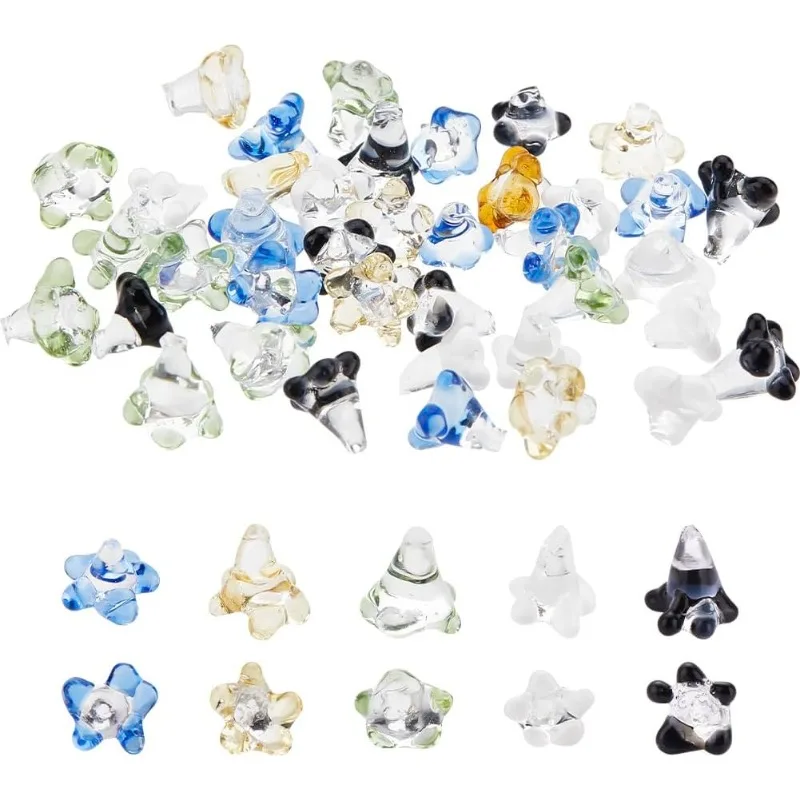 40 Pcs Glass Flower Beads Mini Daisy Glass FiIter Beads No Hole Beads Transparent Flower Beads for Crafts Wedding Birthday