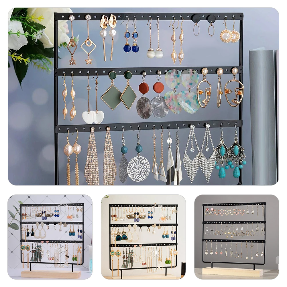 

3-Tier Iron Storage Stand Earring Desktop Organizer Rack Necklace Bracelet Ring Holder Stable Tabletop Jewelry Rack For Home