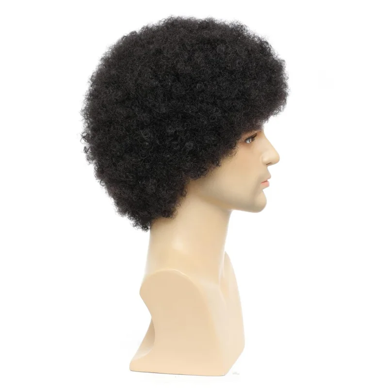 Afro Wig Men，70's Costumes for Men Heat Resistant Synthetic Disco Wig（Black,6 inch）