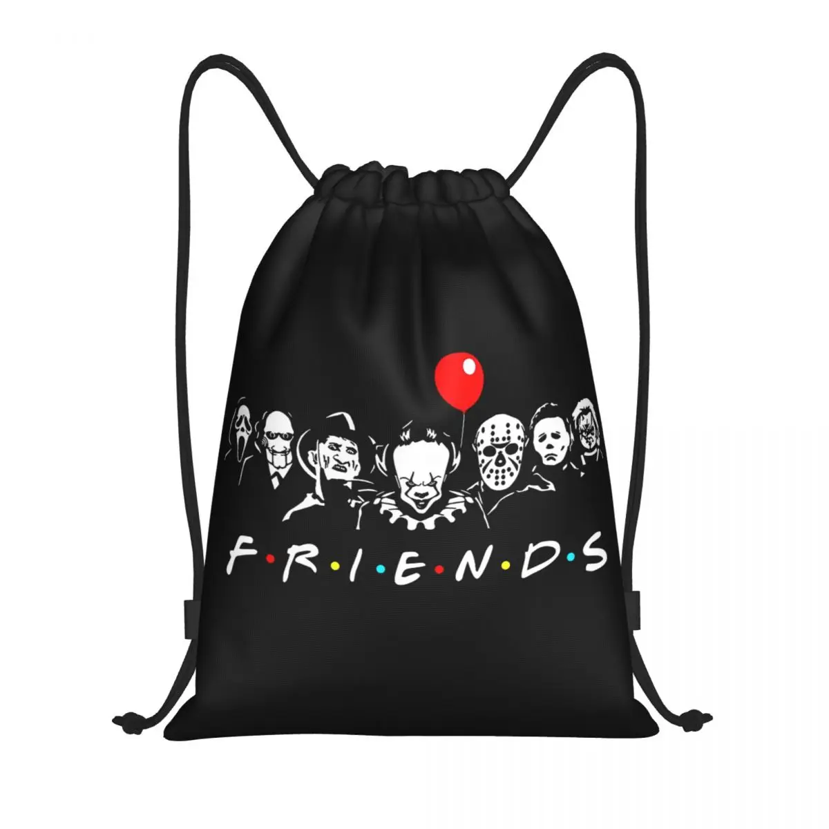 

Пользовательские фильмы ужасов, друзья, персонаж, сумки на шнурке для женщин и мужчин, легкий спортивный рюкзак для хранения в тренажерном зале на Хэллоуин