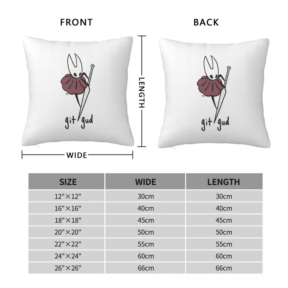 Hornet Git Gud Hollow Knight Square Pillowcase Polyester Linen Velvet Printed Zip Decorative Home Cushion Cover Wholesale 45x45