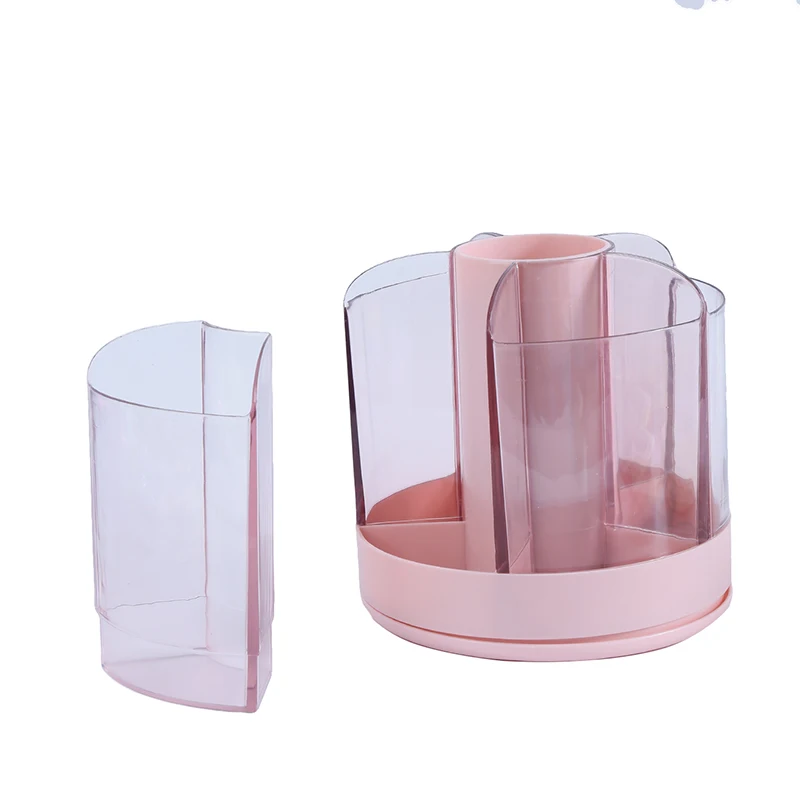 1PC 6 compartments rotating pen holder makeup brush organiser desktop stationery cosmetic storage box