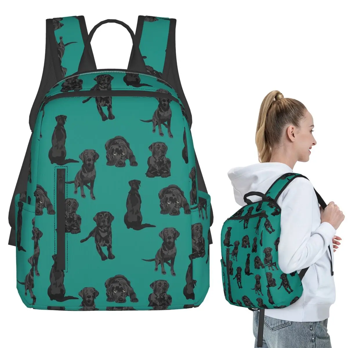 Black Labrador Retriever Dog Backpack Student BookBag Kids School Bag Laptop Shoulder Bags Men Women