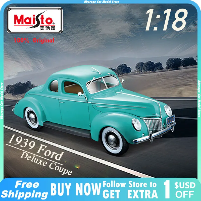 

Модель автомобиля Maisto 1:18 1939 Ford Deluxe Coupe из сплава, винтажная коллекция литых под давлением, роскошные игрушечные автомобили из сплава, коллекционные украшения, подарки