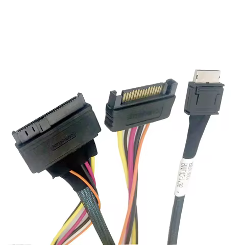 PCIe 4.0 Oculink 4i (SFF-8611) to U.2 SFF-8639 Cable Available in 1m
