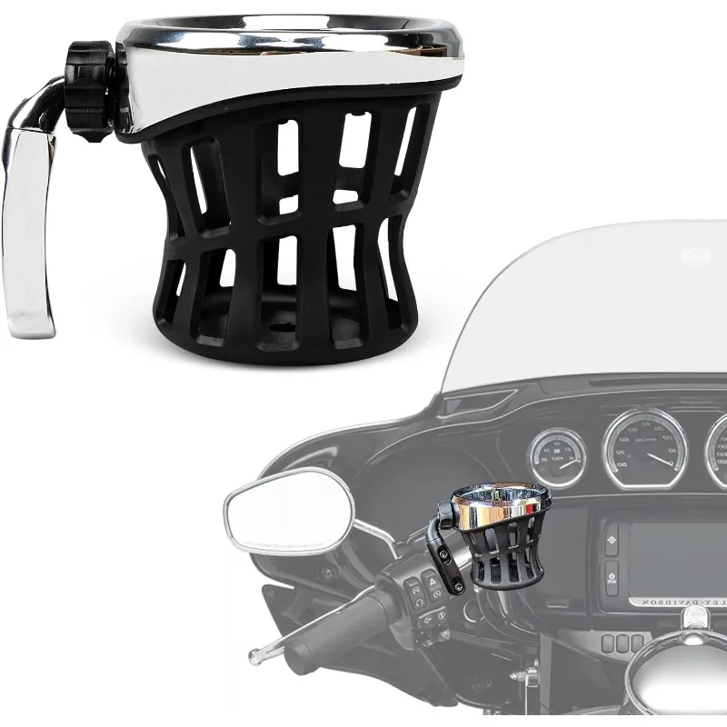 

Motorcycle Handlebar Mounted Drink Cup Holder Durable Anti-Slip for Harley Road King Electra Glide Sportster Softail 1996-UP