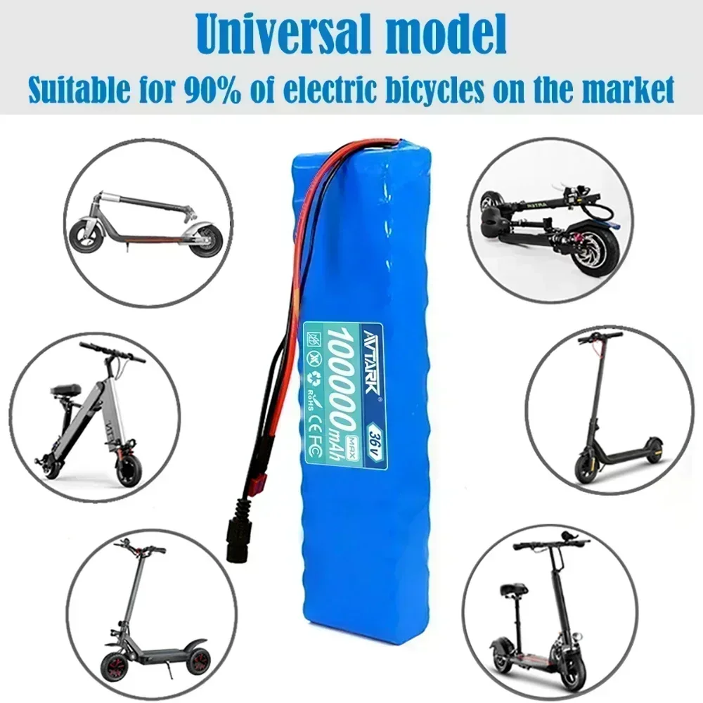 36V 36Ah Rechargeable Lithium Battery Pack 18650 10S3P 500W Power Modified 36V Electric Scooter Battery with BMS, SYP XT60 JST