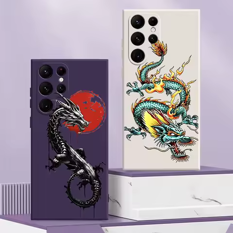 Chinese Divine Dragon For Samsung Galaxy S24 S23 S22 S21 S20 Ultra S10 Plus S23 S21 S20 FE Phone Case Liquid Silicone Shell