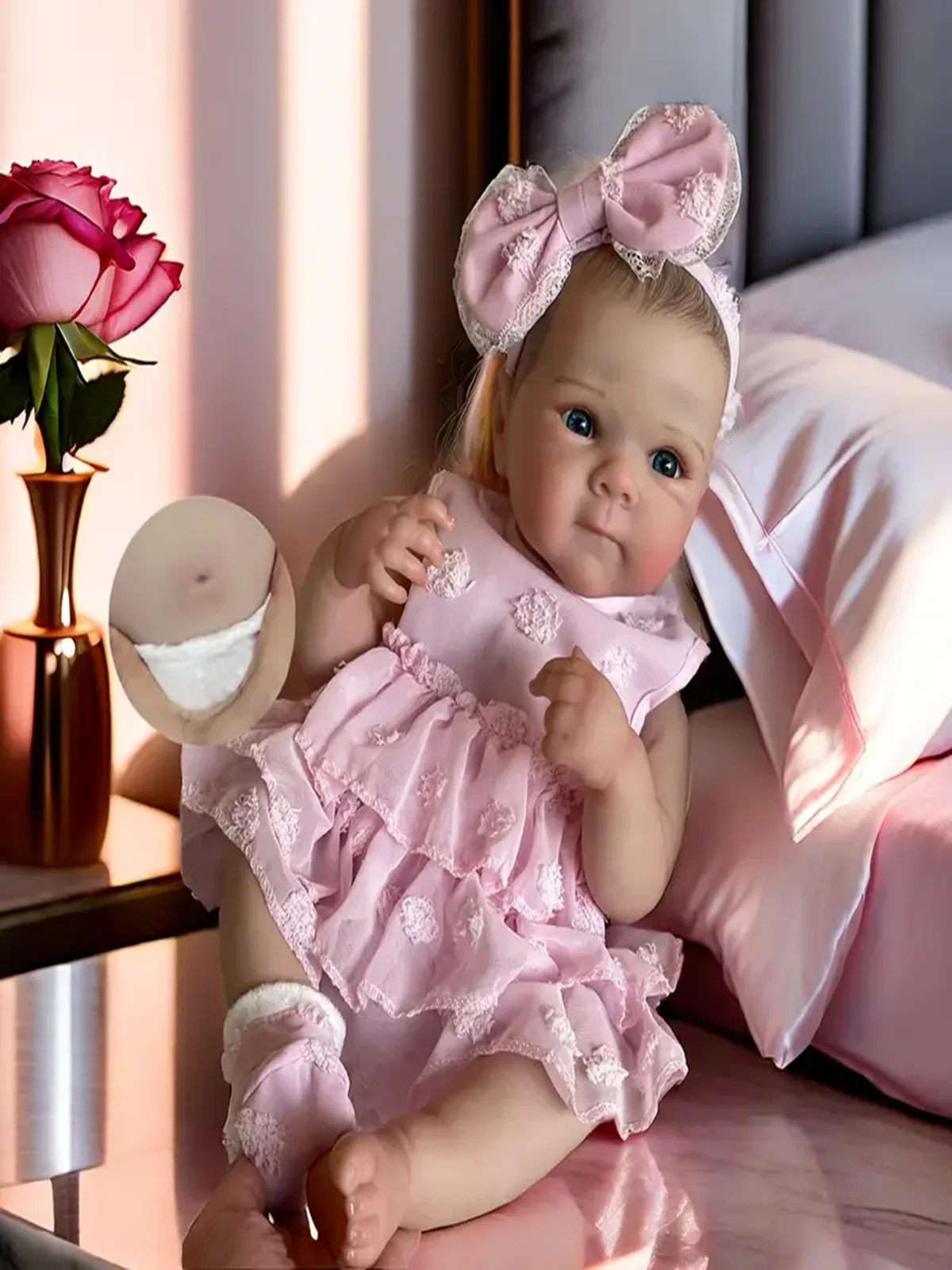 Lebensechte Reborn-Babypuppe Mädchen - 20 Zoll realistische Babypuppe, echt aussehende Neugeborenenpuppe mit weichem Körper, Geschenkset mit komplettem Zubehör für Kinder ab 3 Jahren