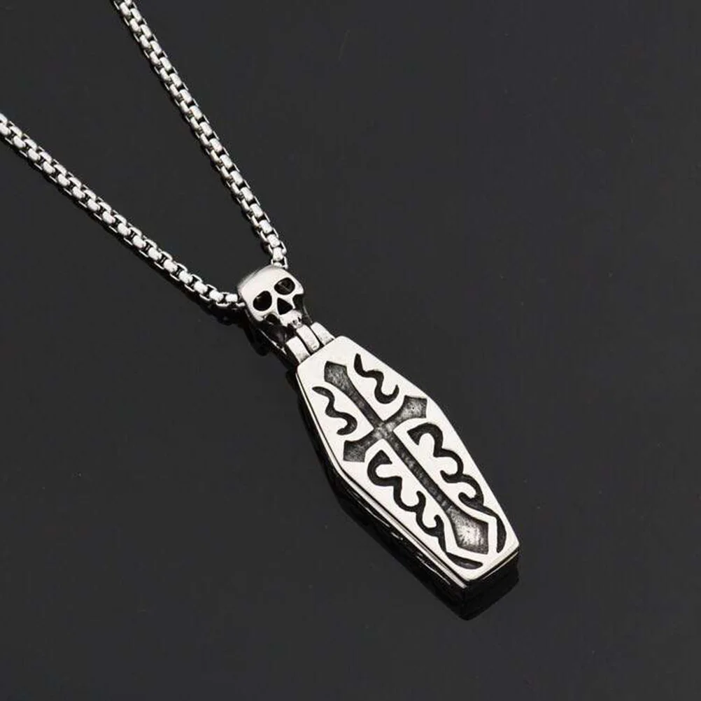 

Titanium Steel Locket for Men Dark Punk Alloy Pendant Openable Coffin DIY Memory Gift Environmental Protection Plating Safe