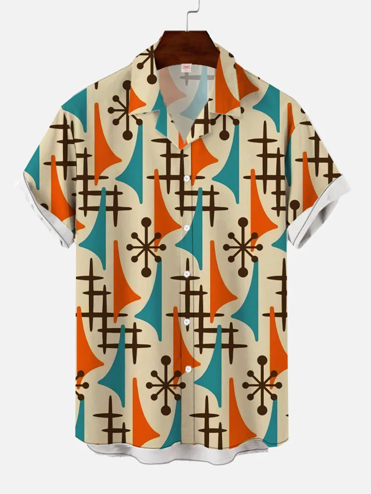 Camisa con estampado retro europeo y americano para hombre, camisas estampadas informales para hombre, camisa de vacaciones en la playa de verano,