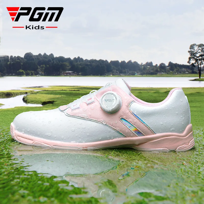 أحذية جولف PGM للأطفال مقاومة للماء ومضادة للانزلاق مع أربطة بمقبض للفتيات