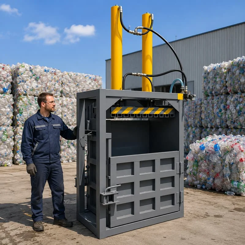 Recycling Baler Machine Bale Press Machine Customized Packaging Waste Cardboard Vertical Bale Press 100T 1200MM Stroke