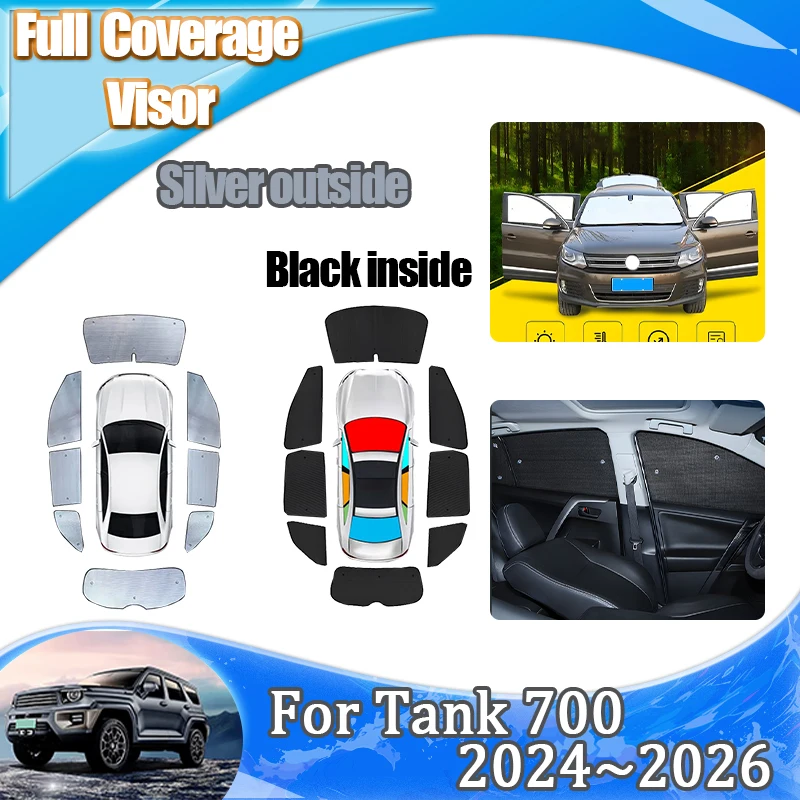 

For GWM Tank 700 Accessories Hi4-t 2024 2025 2026 Blind Sun Shades Side Sunshades Heat Block Cover Visor Anti-UV Car Accessories