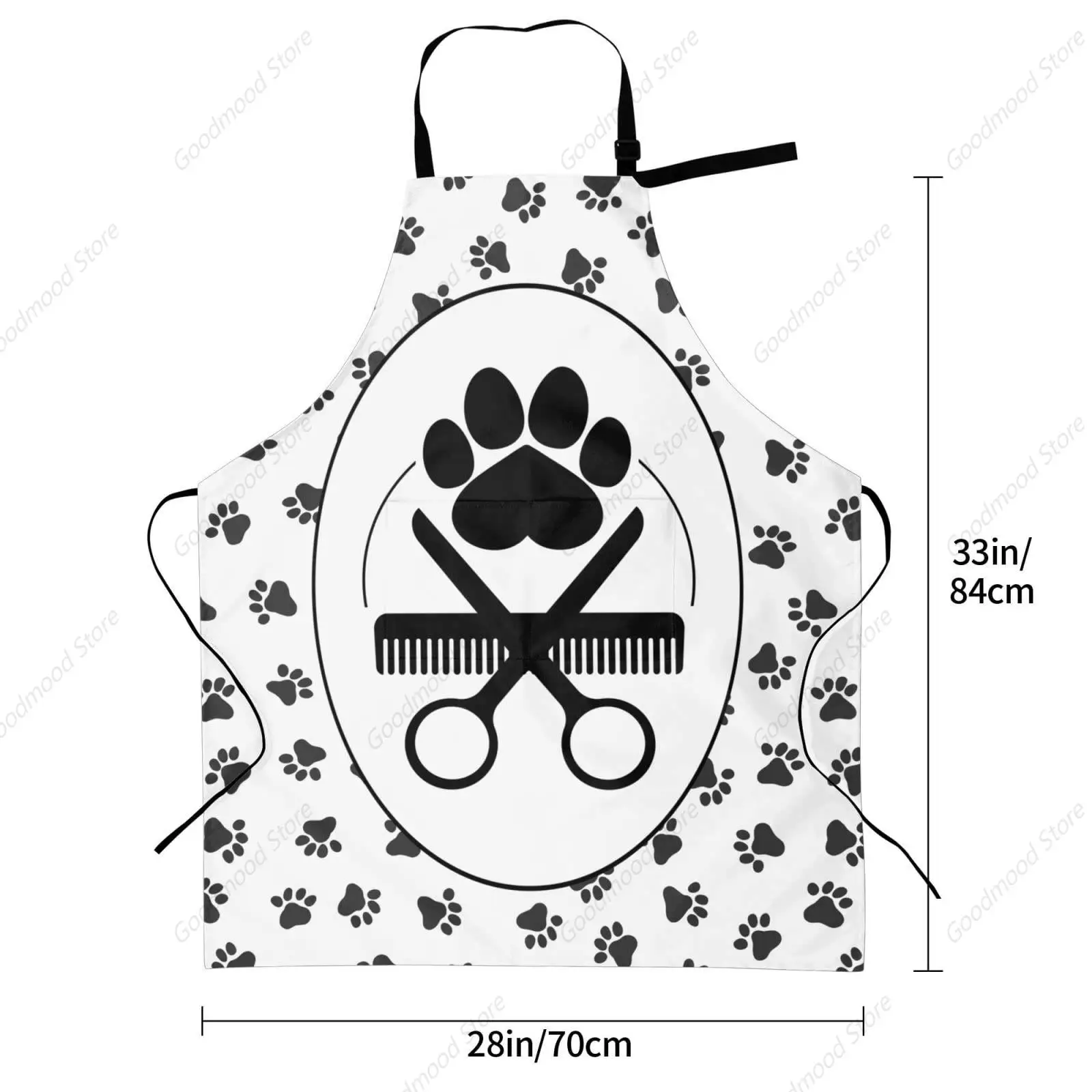 Pet Dogs Grooming Waterproof Apron With 2 Pockets Cute Animal Paws Kitchen Chef Aprons Bibs For Cooking Baking