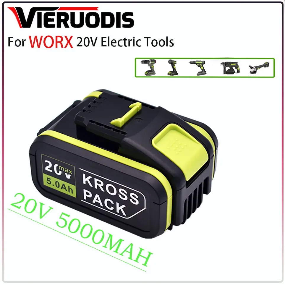 

For Worx 20V 5000mAh Battery Li-ion Battery WA3553 WA3551 WA3551 WA3572 WA3553 WX390 WA3551 WX178 WU268 Drill Battery