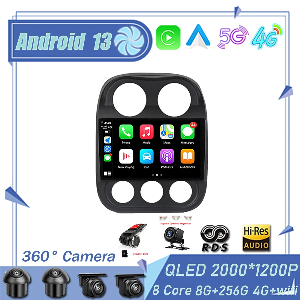 

Автомагнитола на Android 13 для JEEP Compass 1 2009-2016, мультимедийный плеер с навигацией, GPS, Carplay, 4G, 5GWIFI, DSP, RDS, BT