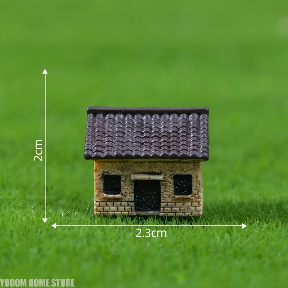 6Pcs Fairy Garden Resin Ornaments, Cartoon Mini House and Animal Figurines, Dollhouse, Car & Household Decoration Crafts