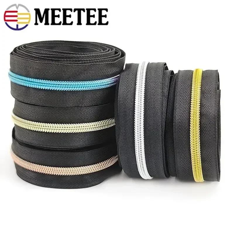 5/10/20M 5# Nylon Zipper Tapes Coil Zippers Roll for Bag Pocket Luggage Zip Repair Kit DIY Clothing Tailor Sewing Accessories