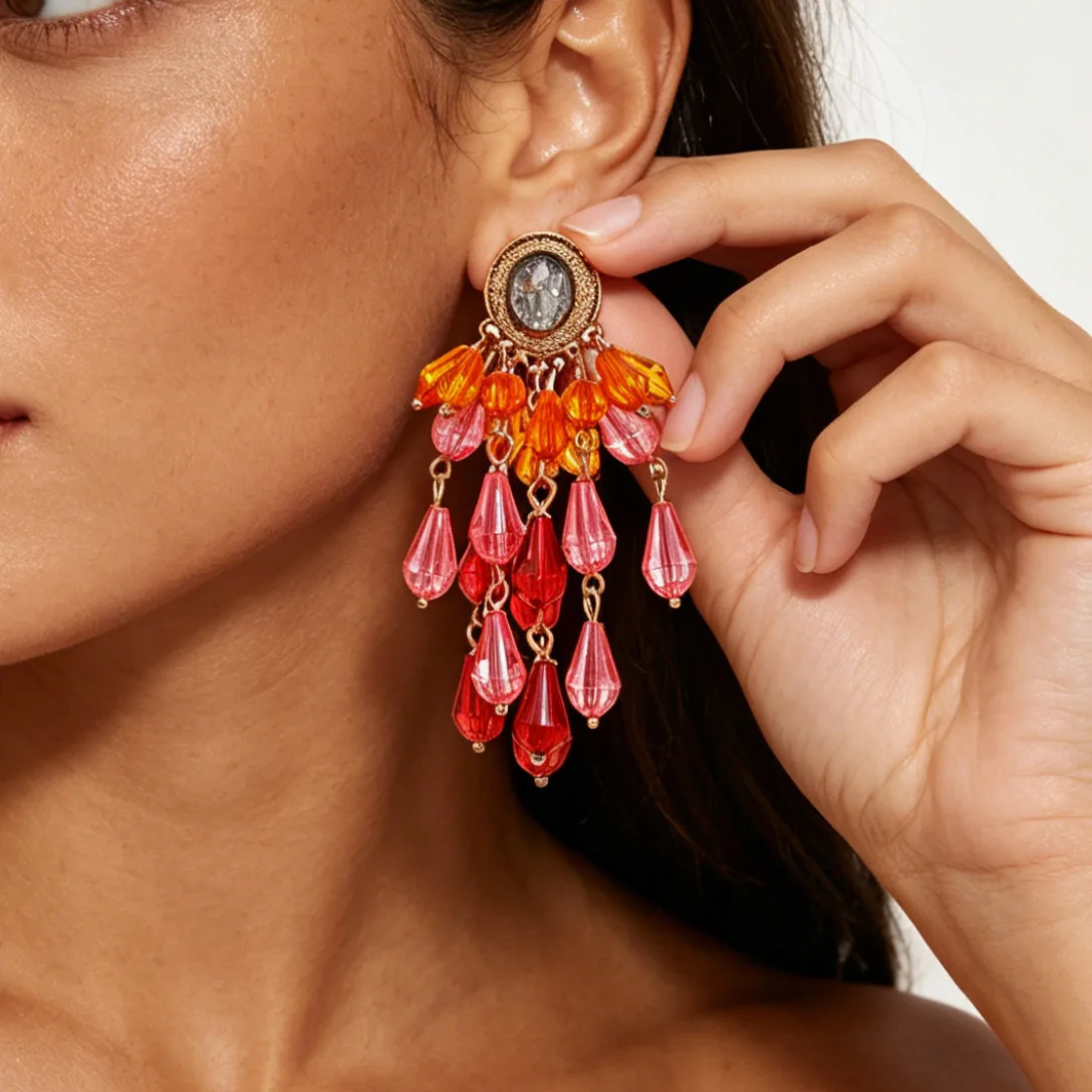ZA exaggerated big-name multi-layer woven fringed women's fashion earrings Bohemian earrings Source