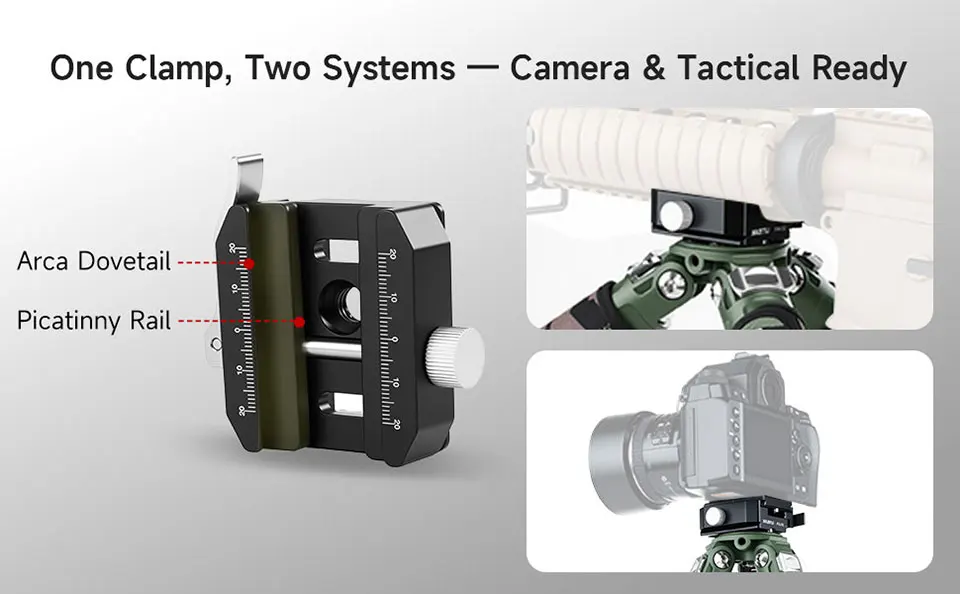 XILETU 140g QR-Klemme, CNC-Aluminium-Schnellspannklemme, Arca-Swiss & Picatinny Adapter für DSLR-Kamera, Stativ, Einbeinstativ, Kugelkopf – Detail 4