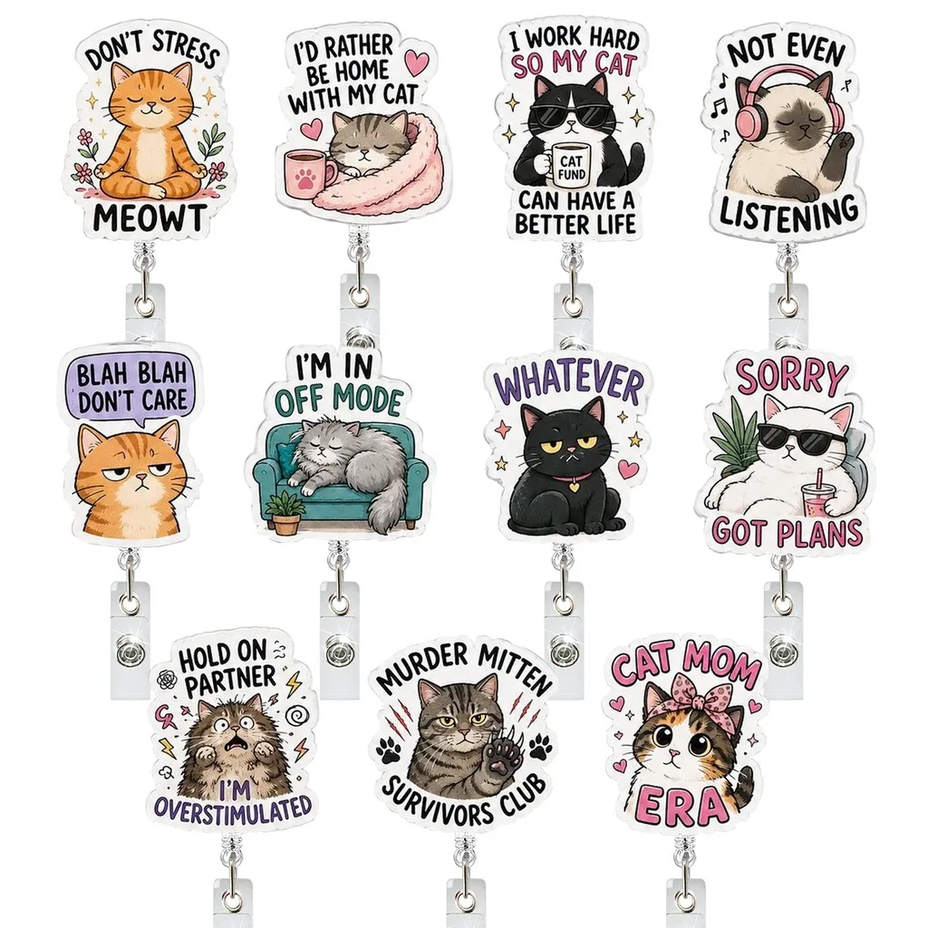 Cute Badge Holder Lightweight Acrylic Badge Reel Retractable Badge Reel Retractable For Office Hospital Work Id Holder