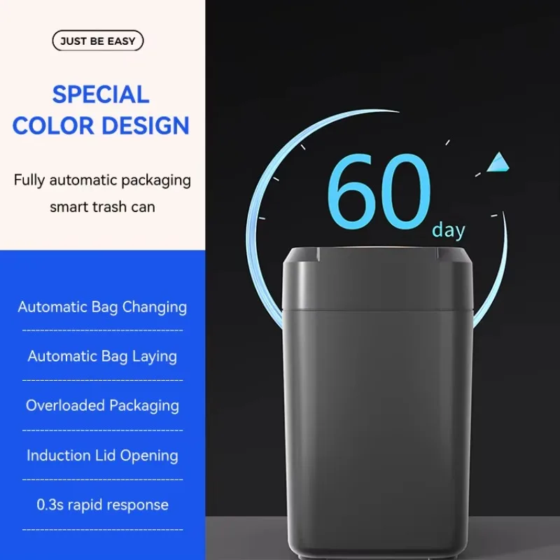 

Jiabiyi Automatic Trash Can, 4 Gallon Self Sealing and Self-Changing Smart Trash Can