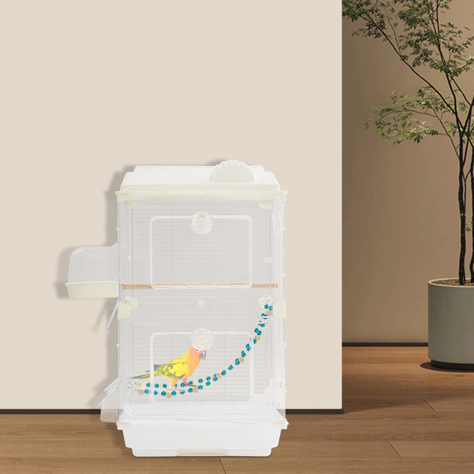 

Клетка для птиц из акрила и кованого железа цвета «белый мрамор», 40x28x71 см, с двойными дверцами, ванной-прудом и защитой от побега, безопасный домик для птиц