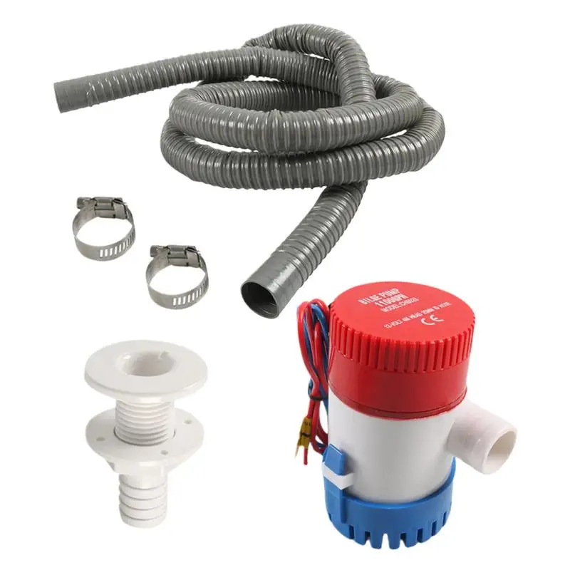 

Bilge Pump Plumbing Kit 12V Marine Bilge Pump With 78.7 Inch Hose Include Thru Hull Fitting And 2 Stainless Steel Clamps