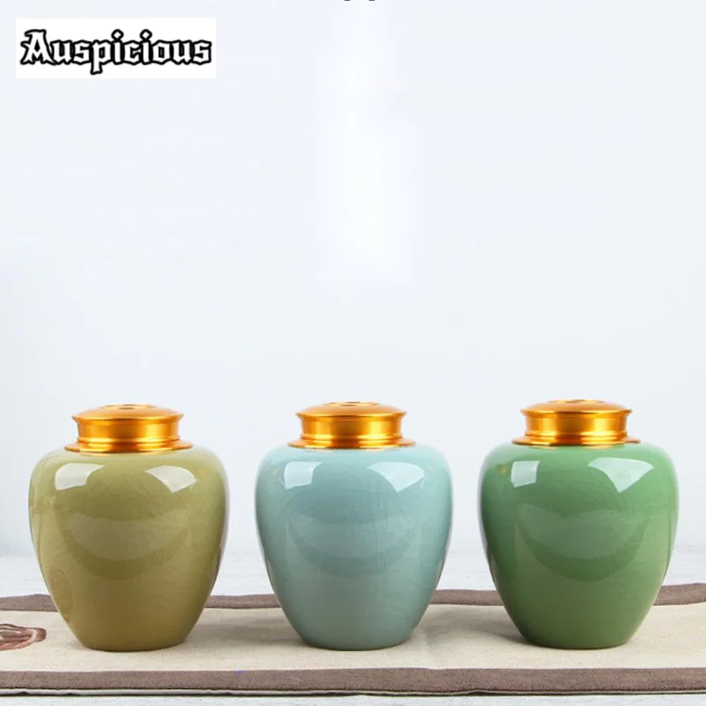 100ml Creative Longquan Celadon Tea Box Organizer Large Metal Cap Moisture-proof Storage Tank Containers Tea Caddy Tea Items