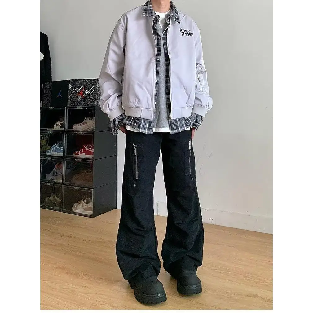 

Мужская зимняя куртка Boyue в американском ретро-стиле, клетчатая джинсовая куртка, модная рабочая одежда, уличный стиль, приталенный крой, полиэстер