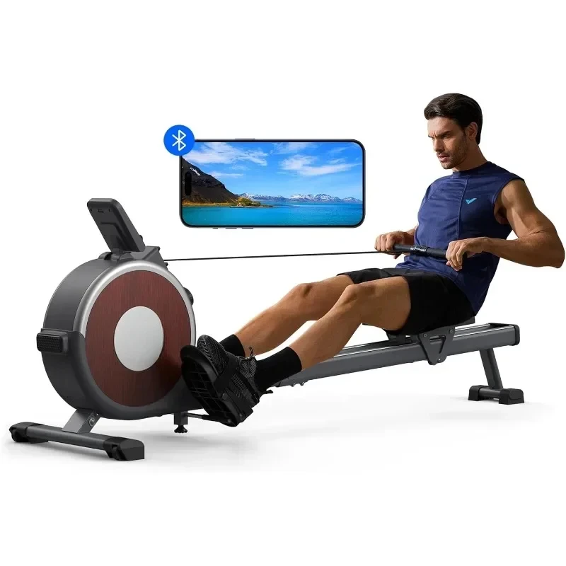 Rowing Machine Magnetic Rower Machine for Home 16 Levels of Quiet Resistance, Dual Slide Rail with Max 350lb Weight Capacity