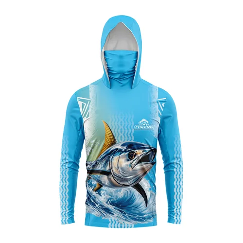 Ropa de pesca para hombre, camiseta de pesca con capucha, camiseta de pesca de manga larga, protección uv