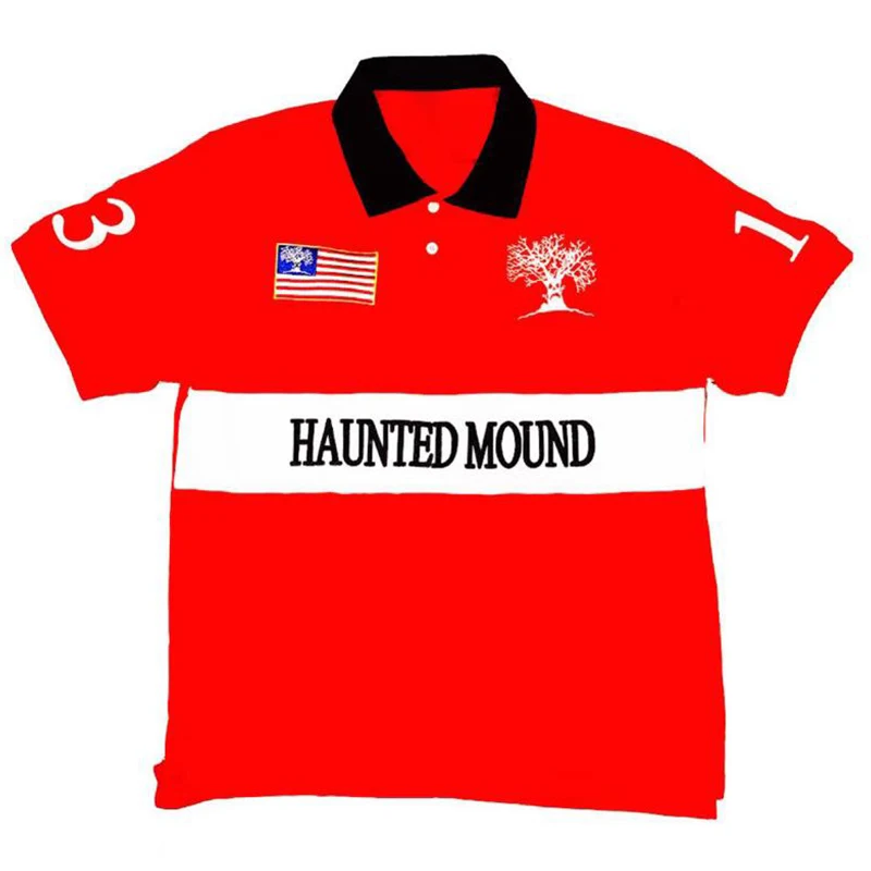 Y2K เสื้อโปโลพิมพ์ลายวินเทจฮิปฮอปลำลองกีฬาเสื้อยืดโอเวอร์ไซส์แขนสั้นเย็บตัดกันใหม่คู่ TEE