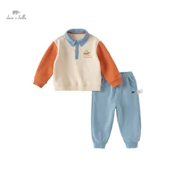 Dave Bella Children Spring Casual Clothes Suit Baby Boys Girls Cotton Polo Shirt Top Pants 2pcs/sets Kids T-Shirt Suit DB1247738